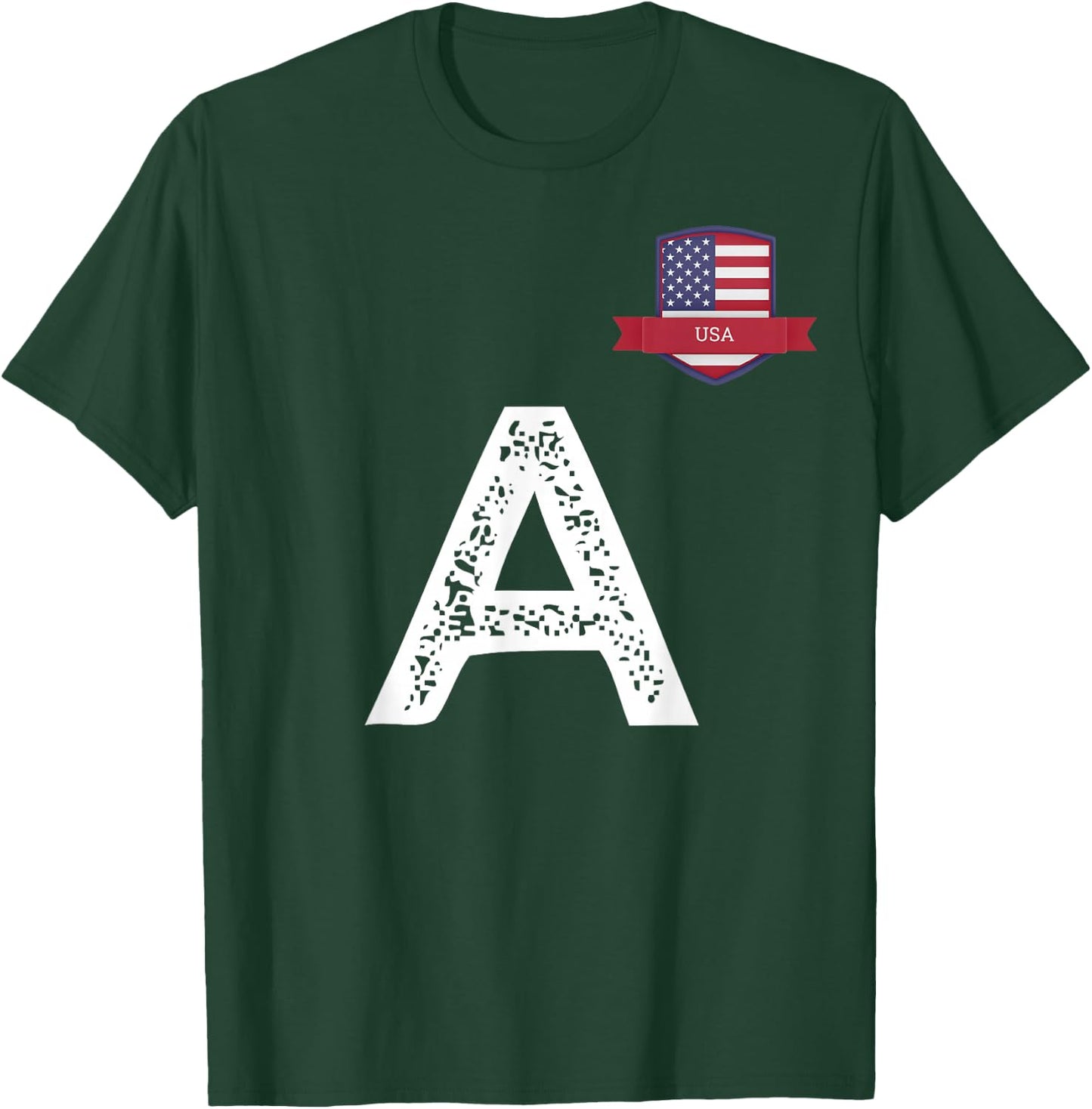 USA Human-Flag Letter A American USA T-Shirt - T-Shirt | Forest