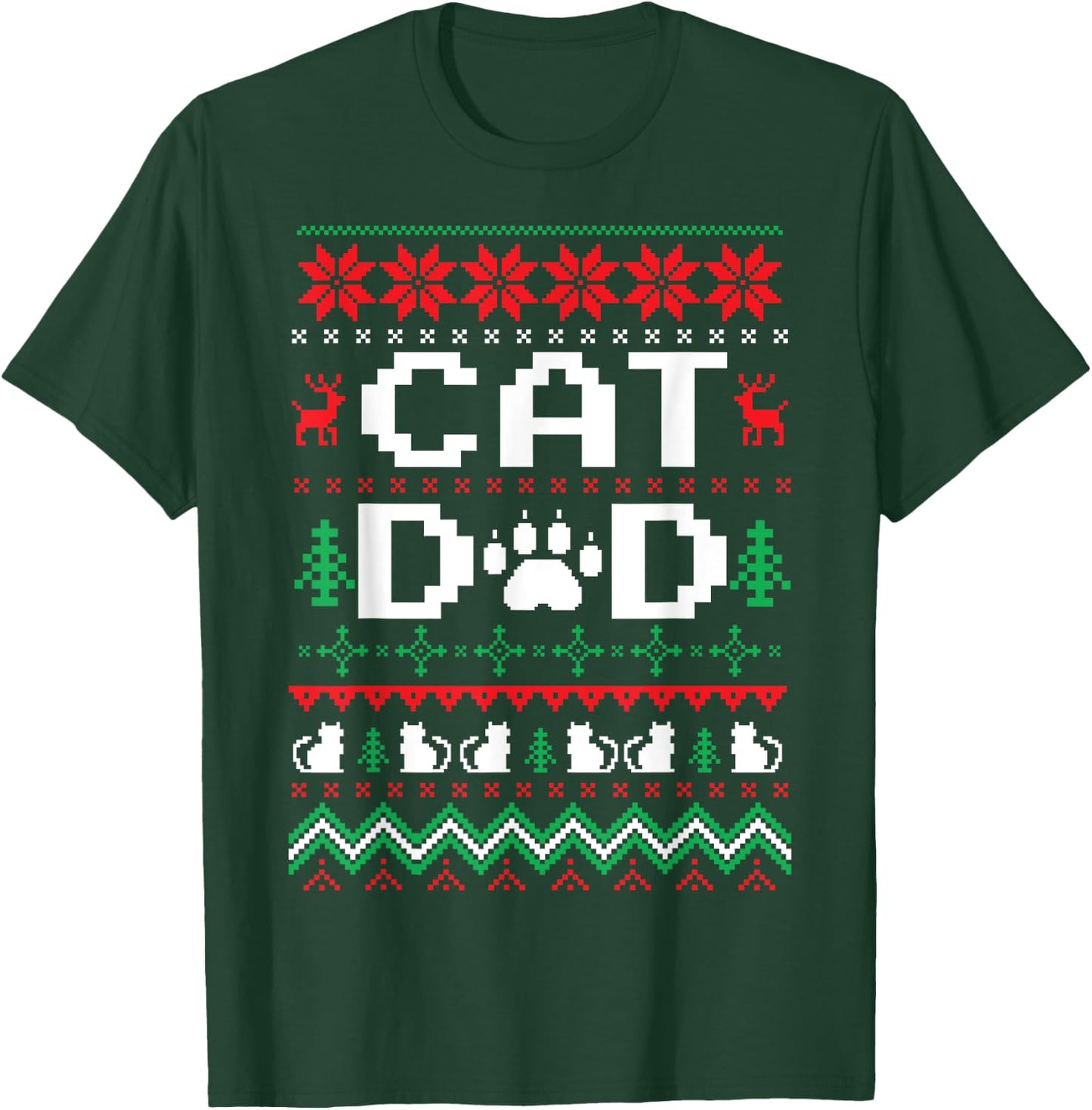 Funny Christmas Cat Dad Shirt Cats Kitten Men Women Kids T-Shirt - T-Shirt | Forest
