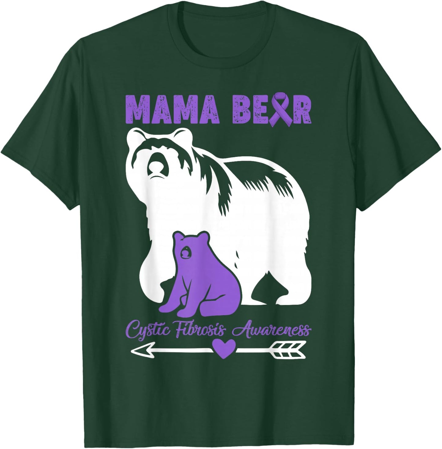 Proud Mama Bear Of A Cystic Fibrosis Awareness Warrior Mom T-Shirt - T-Shirt | Forest