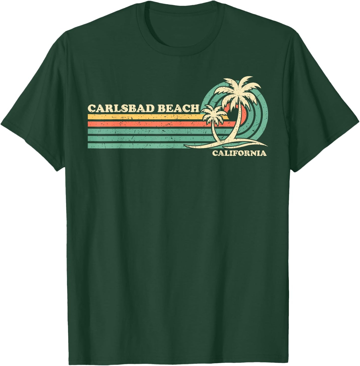 Vintage Retro Summer Vacation California Carlsbad Beach T-Shirt - T-Shirt | Forest