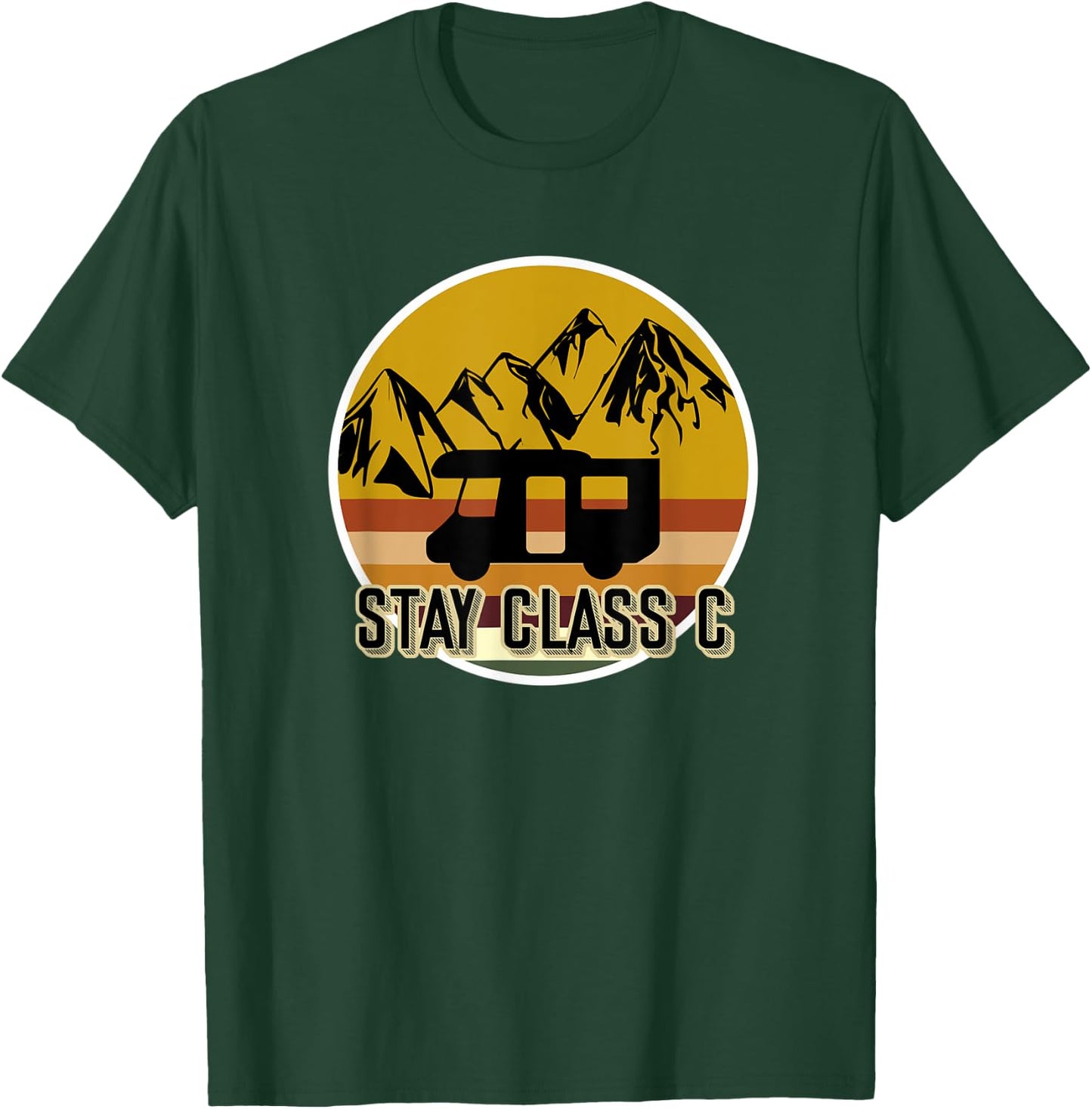 Retro Stay Class C RV Camping Funny T-Shirt - T-Shirt | Forest