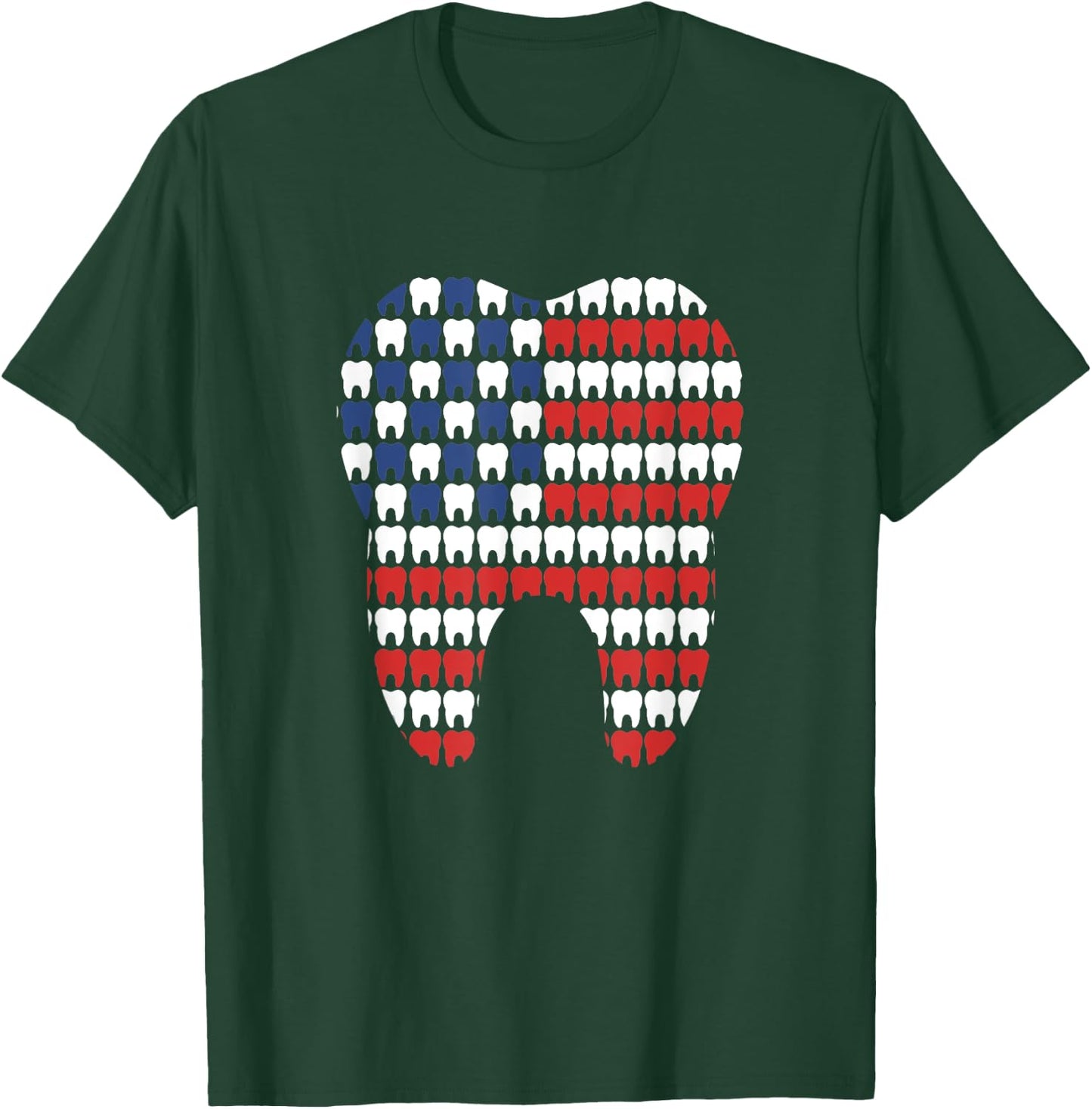 Patriotic Dentist American Flag Tooth 4th Of July Men Women T-Shirt - T-Shirt | Forest