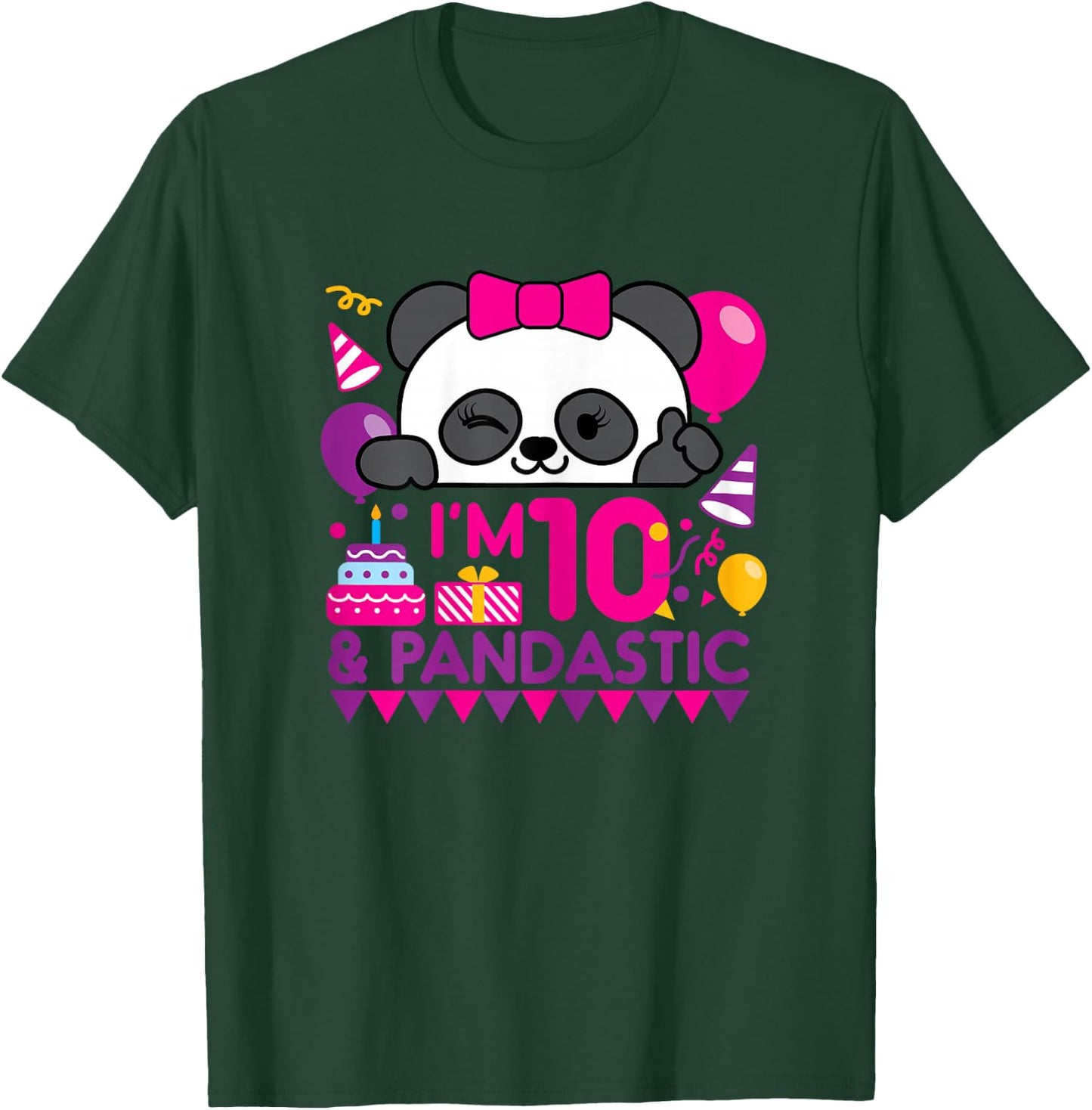 Panda 10 Year Old Children's Birthday Party T-Shirt - T-Shirt | Forest