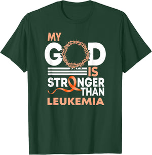 Faith My God Is Stronger Than Leukemia Awareness Ribbon T-Shirt - T-Shirt | Forest