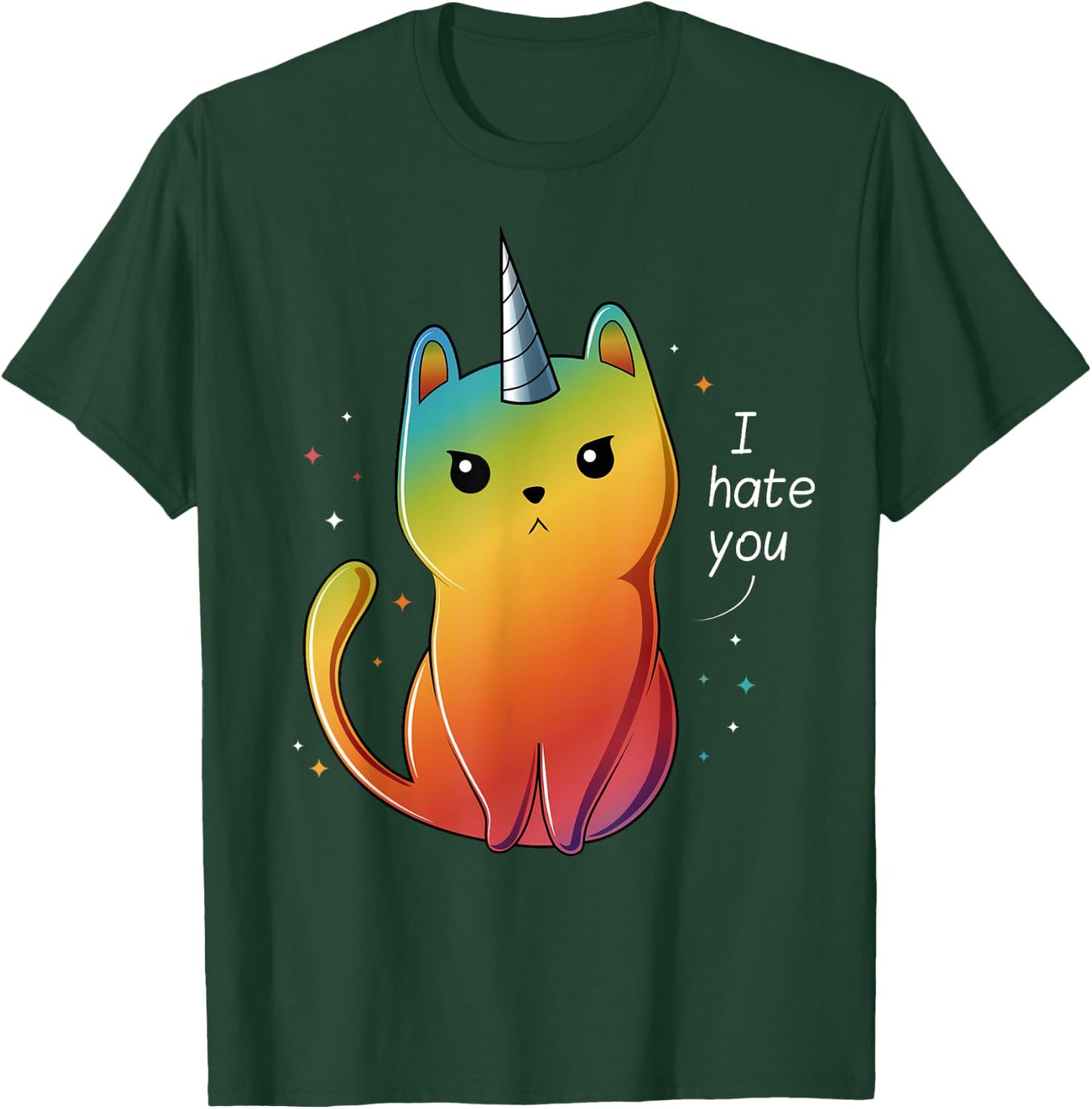 Cat Unicorn I Hate You T-Shirt - T-Shirt | Forest