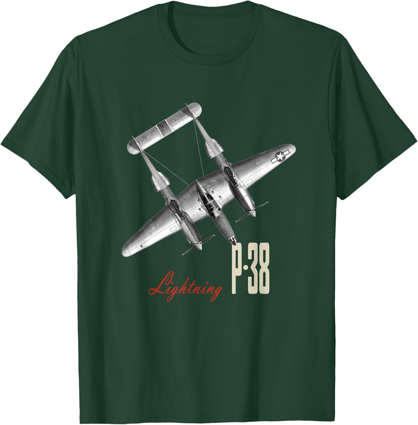 P-38 Lightning WW2 Fighter Plane T-Shirt - T-Shirt | Forest