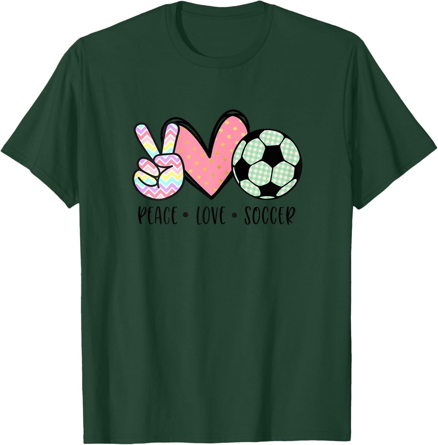 Peace Love Soccer Cute Pastel Teen Girls Toddler T-Shirt - T-Shirt | Forest