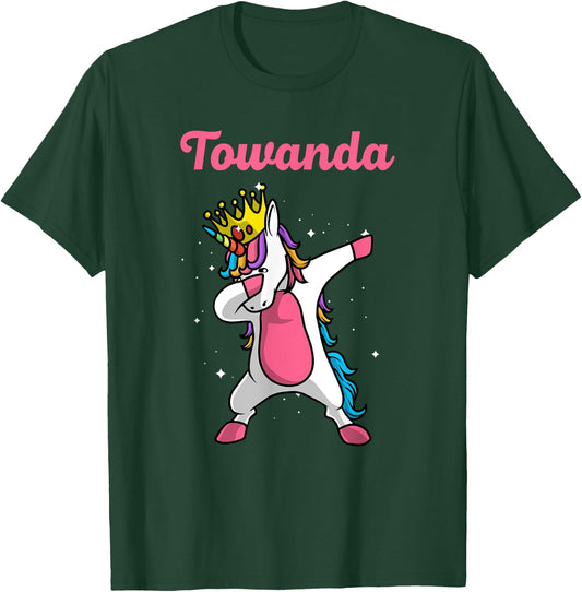 TOWANDA Name Personalized Birthday Dabbing Unicorn Queen T-Shirt - T-Shirt | Forest
