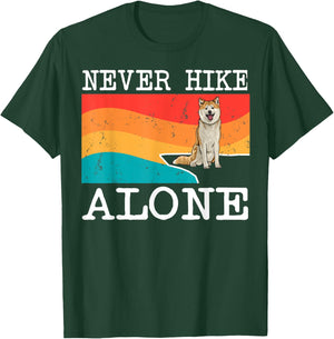 Never Hike Alone Akita Graphic Hiking T-Shirt - T-Shirt | Forest