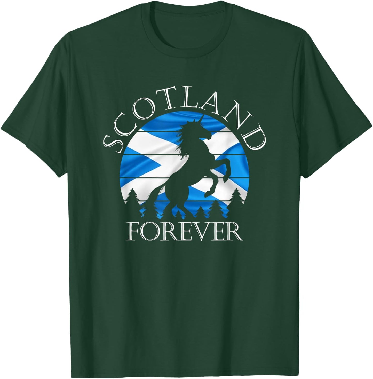 Scottish Pride Scotland Unicorn Scotland Flag Saltire T-Shirt - T-Shirt | Forest