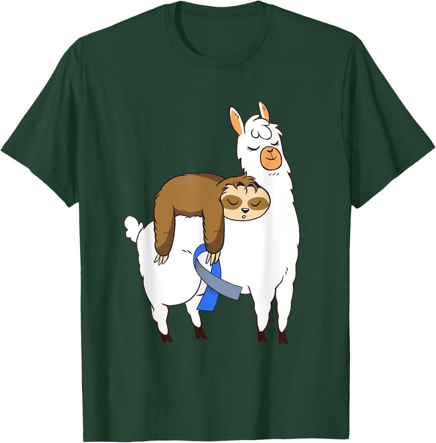 Cute Sloth Llama Type 1 T1D Diabetes Awareness Funny Gift T-Shirt - T-Shirt | Forest