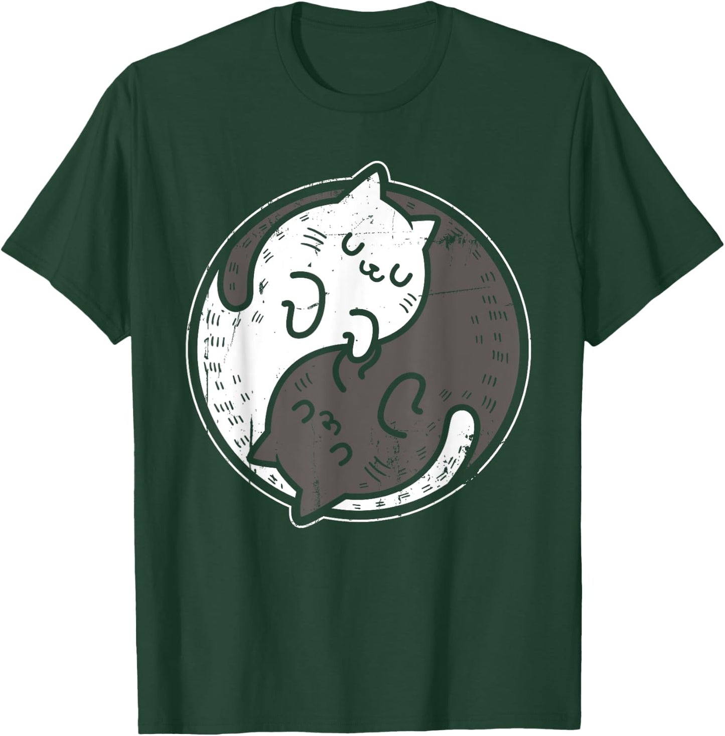 Yoga Cat Yin Yang Position Yoga Workout Gift Women T-Shirt - T-Shirt | Forest