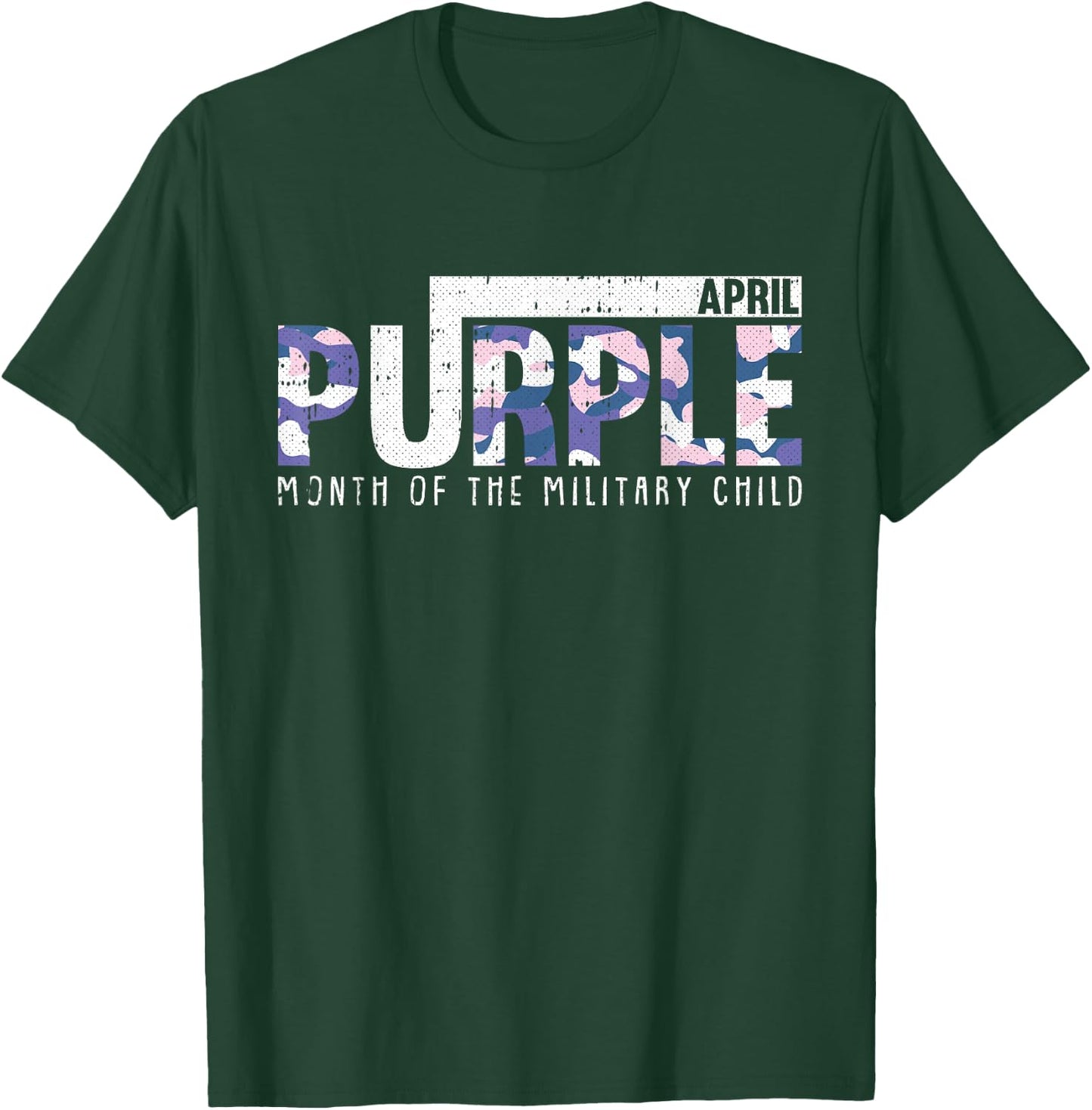 Purple Camo Month Of The Military Child Army Soldier Kids T-Shirt - T-Shirt | Forest