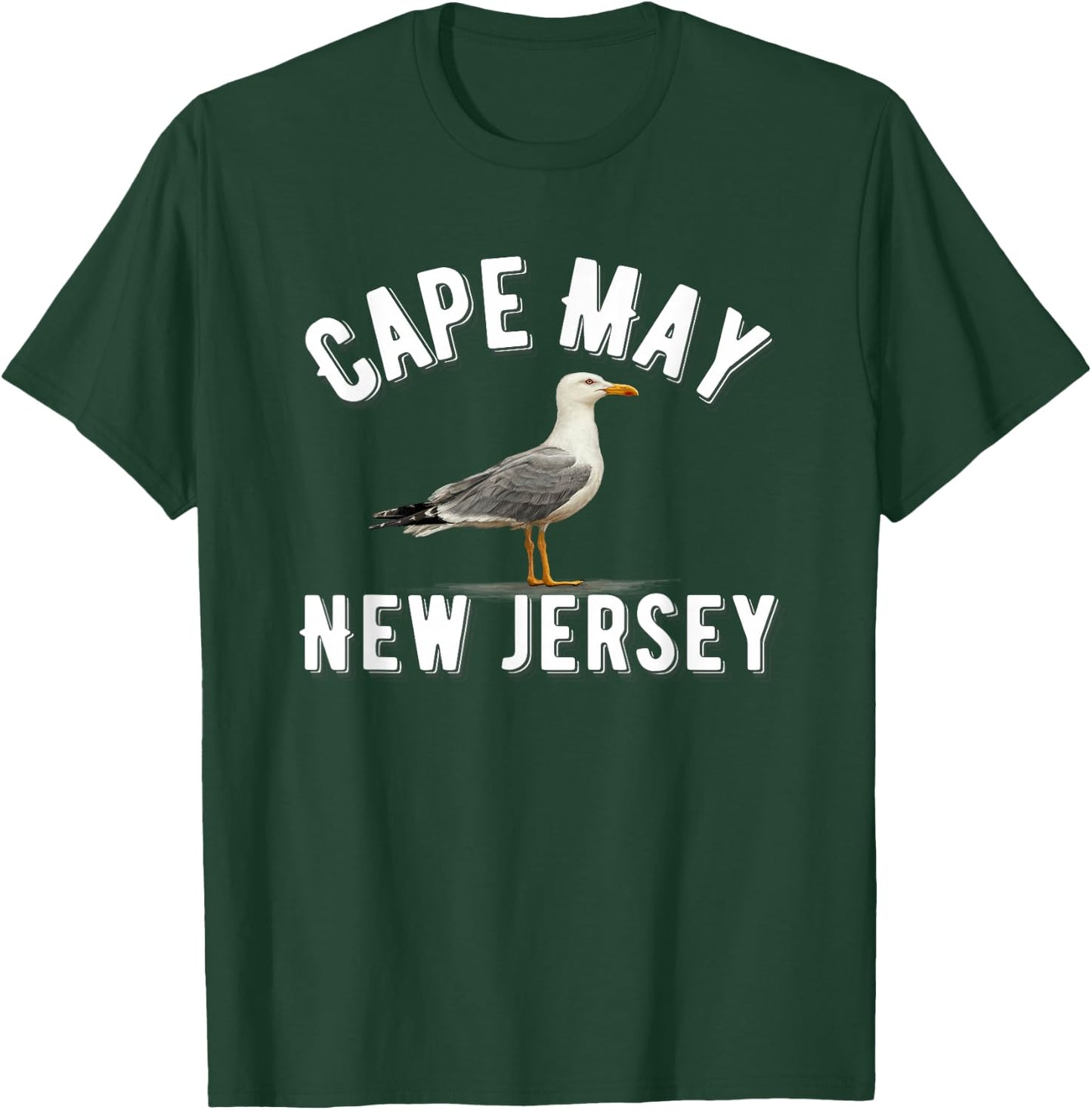 Cape May New Jersey Sea Gull Cute Beach Vacation T-Shirt - T-Shirt | Forest