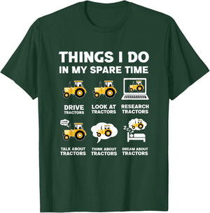 Funny Tractors lover 6 Things I Do In My Spare Time Tractor T-Shirt - T-Shirt | Forest