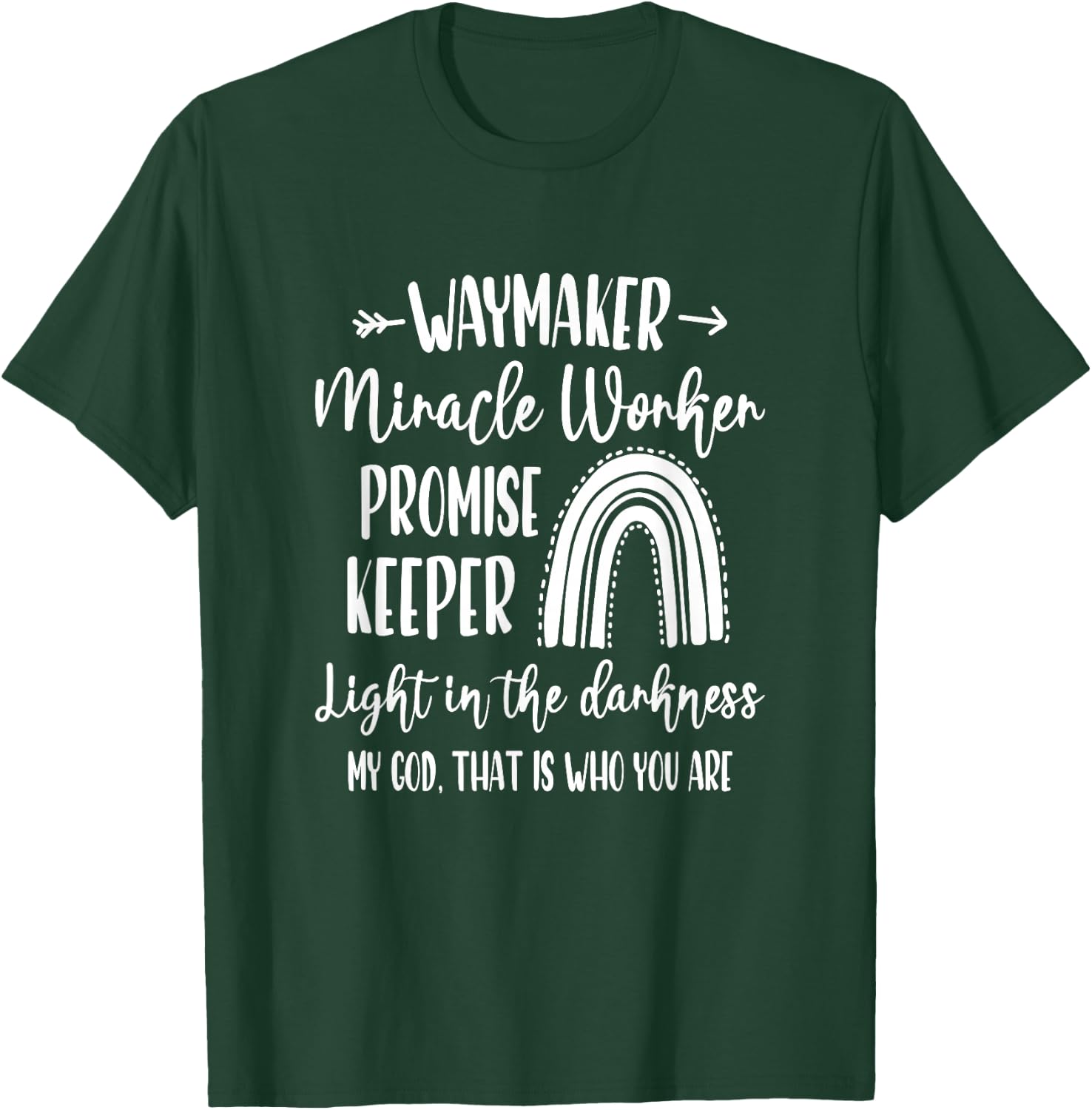 Kids Waymaker Miracle Worker Rainbow Christian T-Shirt - T-Shirt | Forest