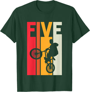 Kids 5 Year Old BMX Birthday Gift Party Boys Dirt Biking 5th T-Shirt - T-Shirt | Forest