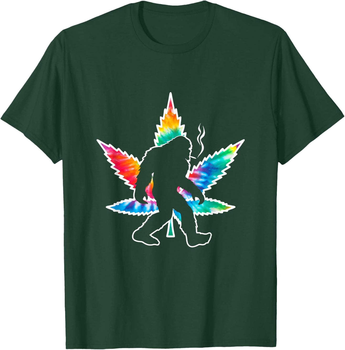 Sasquatch Bigfoot Tie Dye Pot Leaf T-Shirt - T-Shirt | Forest