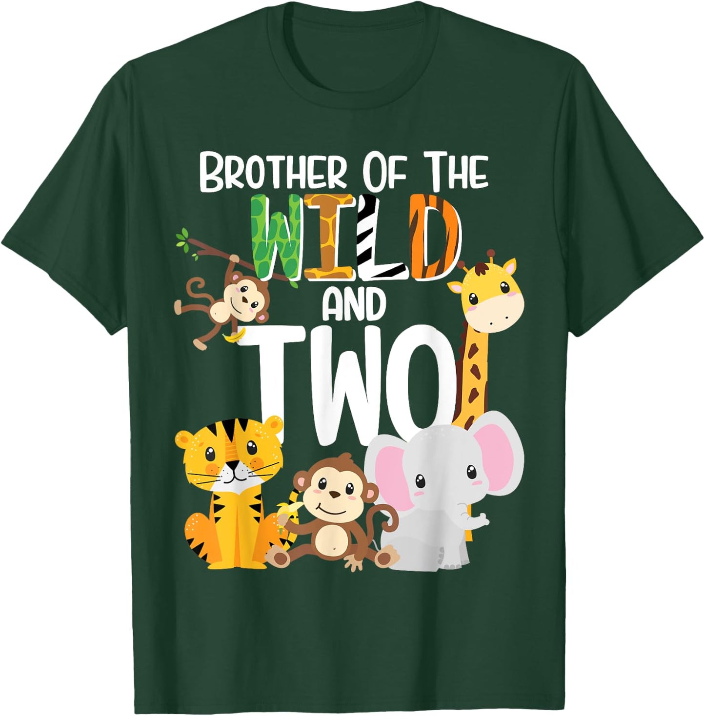 Brother of the Wild and Two Zoo Theme Birthday Safari Jungle T-Shirt - T-Shirt | Forest