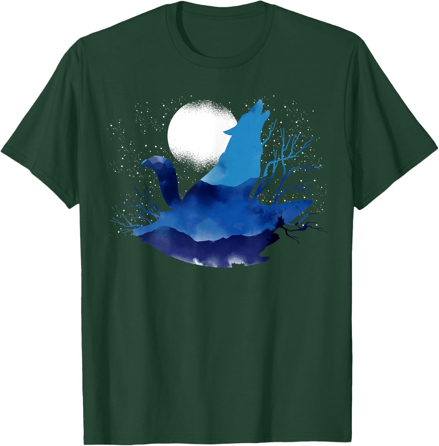 Howling Predator Wildlife Animal Full Moon Light Wolf T-Shirt - T-Shirt | Forest