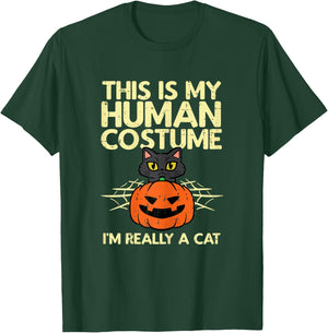 Halloween My Human Costume Im A Cat Costume Women Girls Kids T-Shirt - T-Shirt | Forest