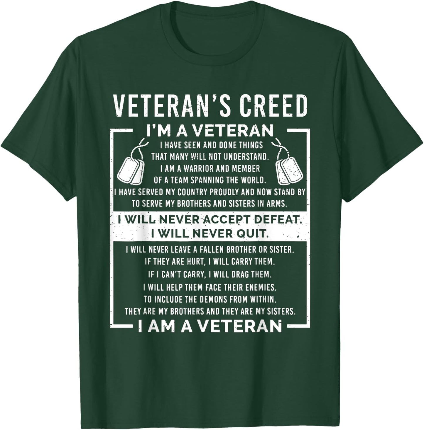 Veteran's creed Patriot War USA Oath Grandpa T-Shirt - T-Shirt | Forest