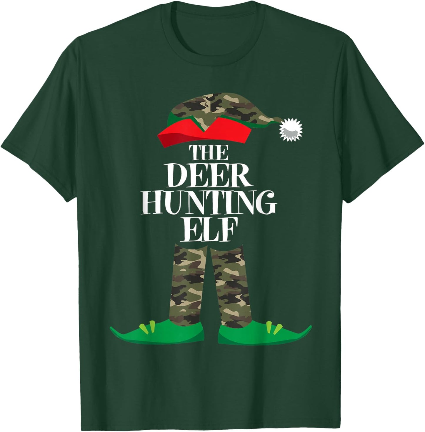Deer Hunting Elf Matching Group Family Elf Christmas Pajama T-Shirt - T-Shirt | Forest