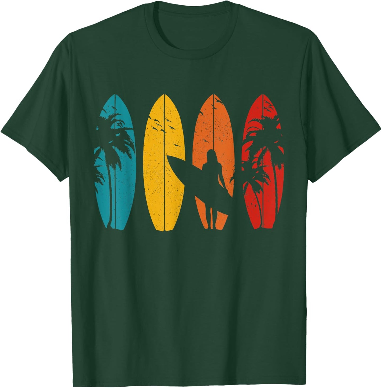 Surfer Vintage Surf Board Surfing Surfing Surfing Gift Women Girls Kids T-Shirt - T-Shirt | Forest