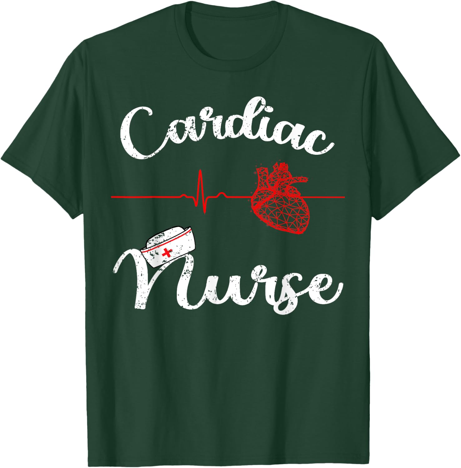 Cardiac Nurse Cardiology Heartbeat EKG Nurse Graduating Gift T-Shirt - T-Shirt | Forest