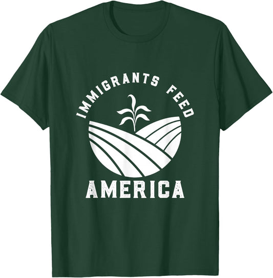 Made By Immigrants Apparel Immigrants Feed America - Black, Small, -Adults, Short Sleeve, Classic Fit, Cotton 100% T-Shirt - T-Shirt | Forest