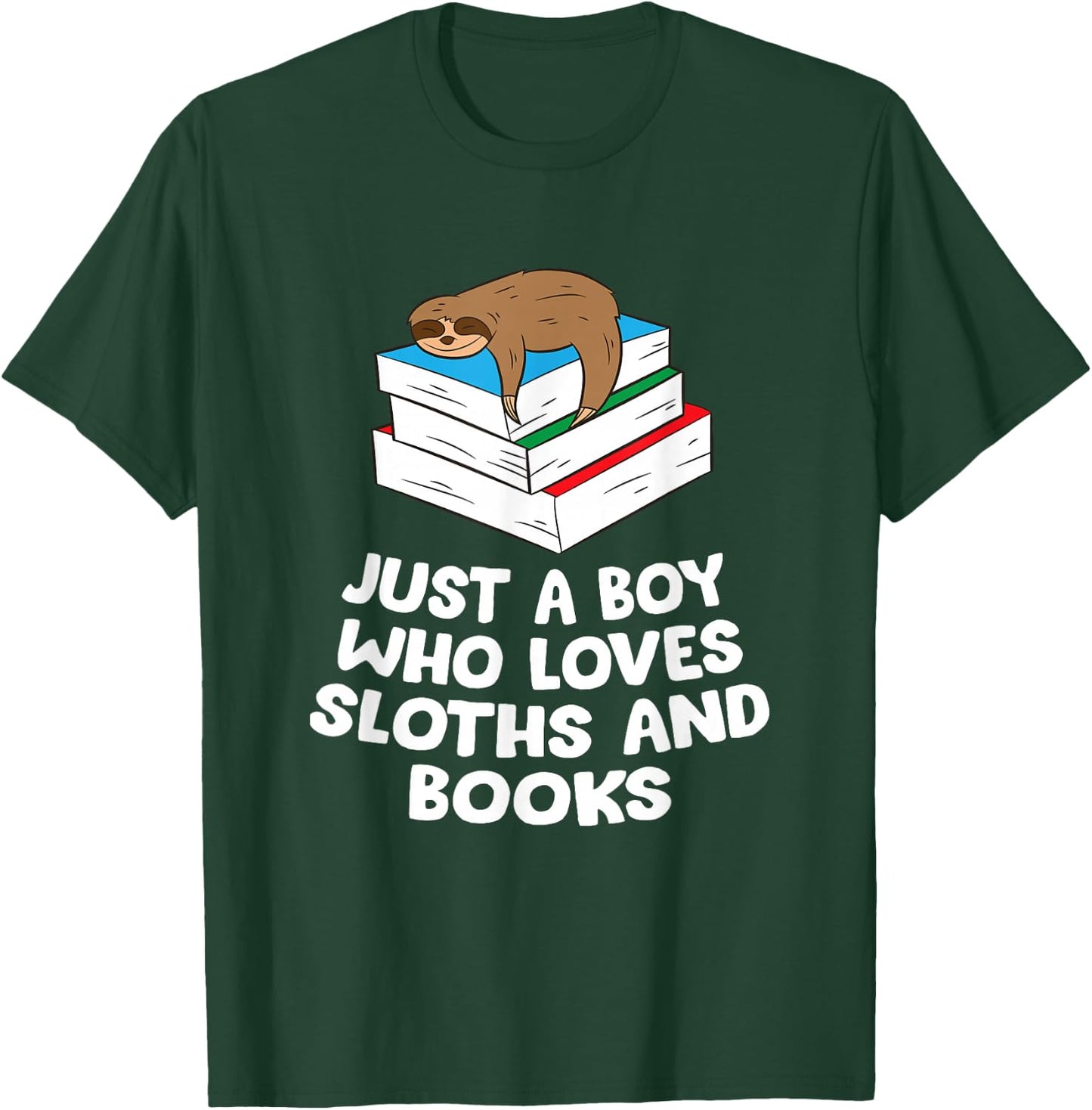 Just a Boy Who Loves Sloths And Books Gift Sloth Lover T-Shirt - T-Shirt | Forest