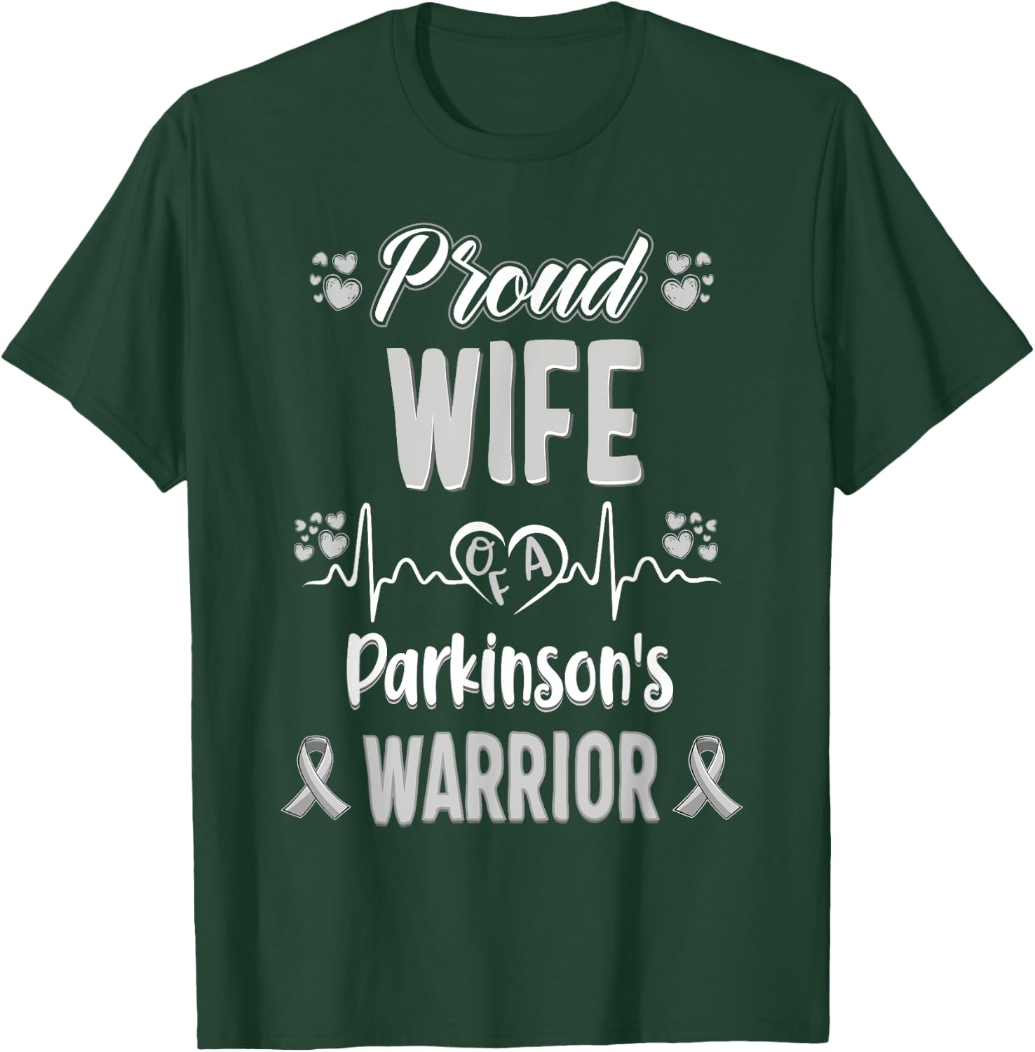 proud Wife Parkinson's disease warrior awareness ribbon T-Shirt - T-Shirt | Forest