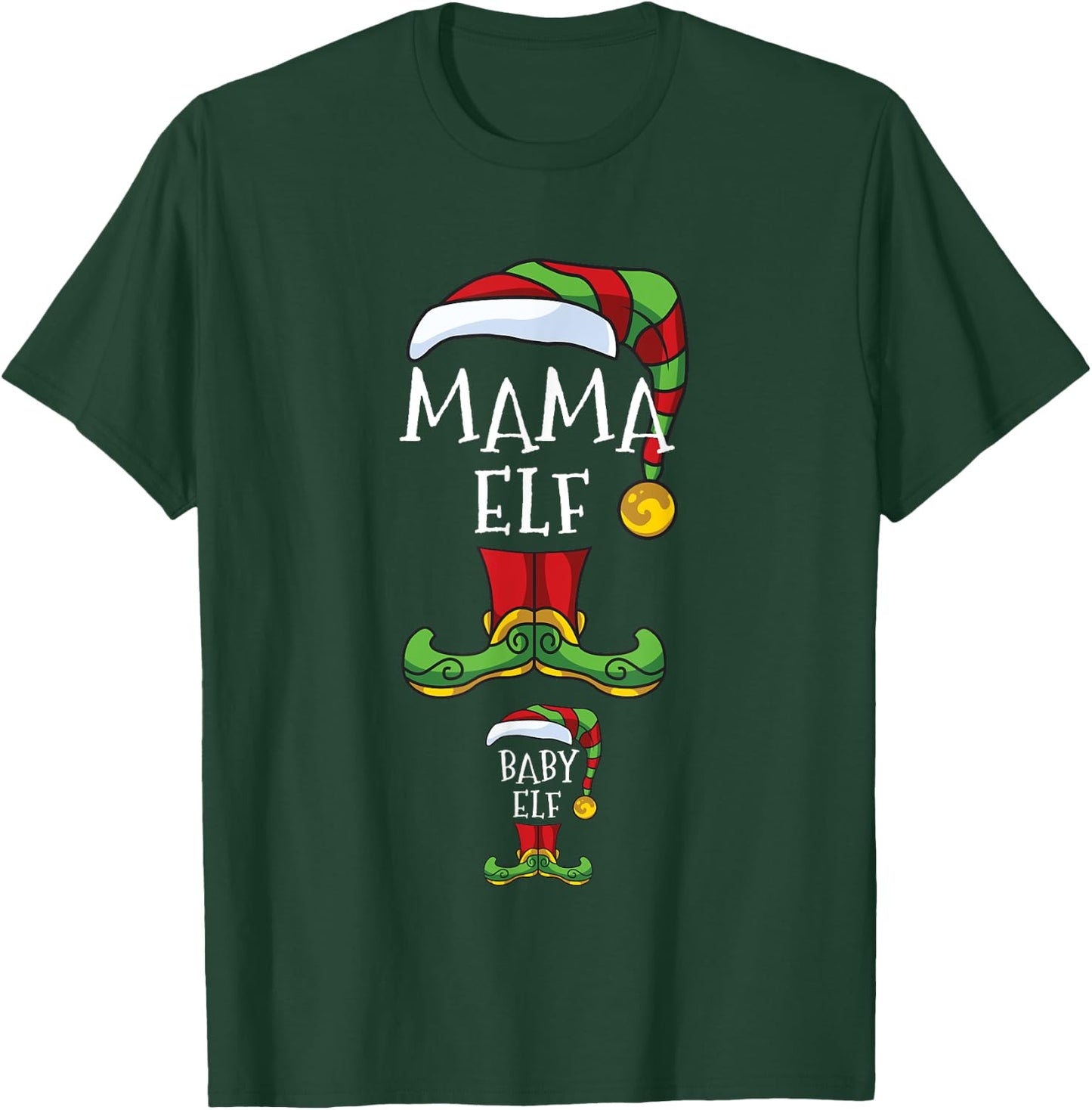 Mama And Baby Elf Pregnancy Matching Family Christmas T-Shirt - T-Shirt | Forest
