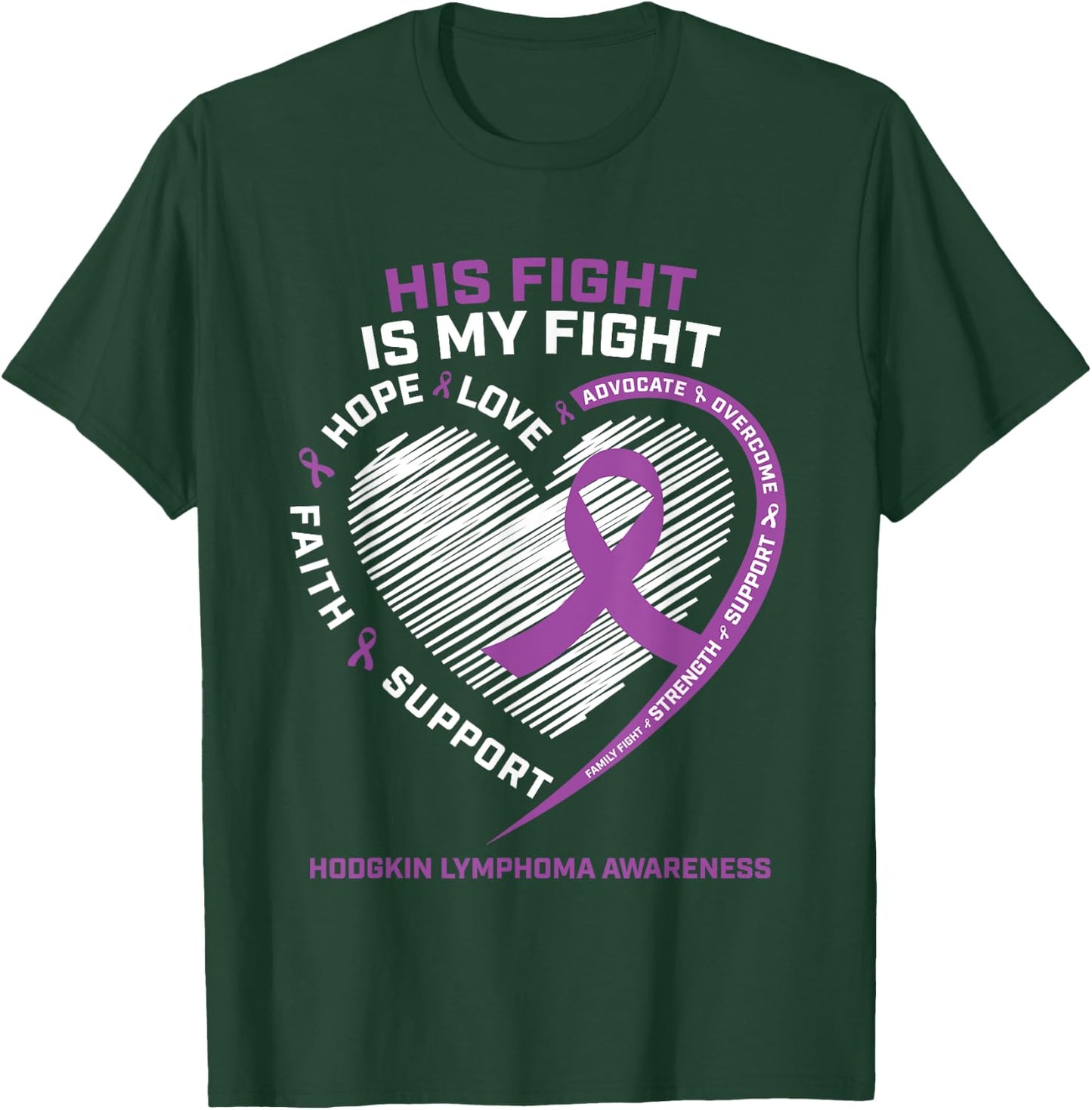 Men Dad Brother Son Grandson Hodgkins Lymphoma Awareness T-Shirt - T-Shirt | Forest