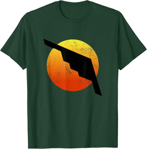 B-2 Bomber Silhouette Sunset Military Airplane Stealth B2 T-Shirt - T-Shirt | Forest