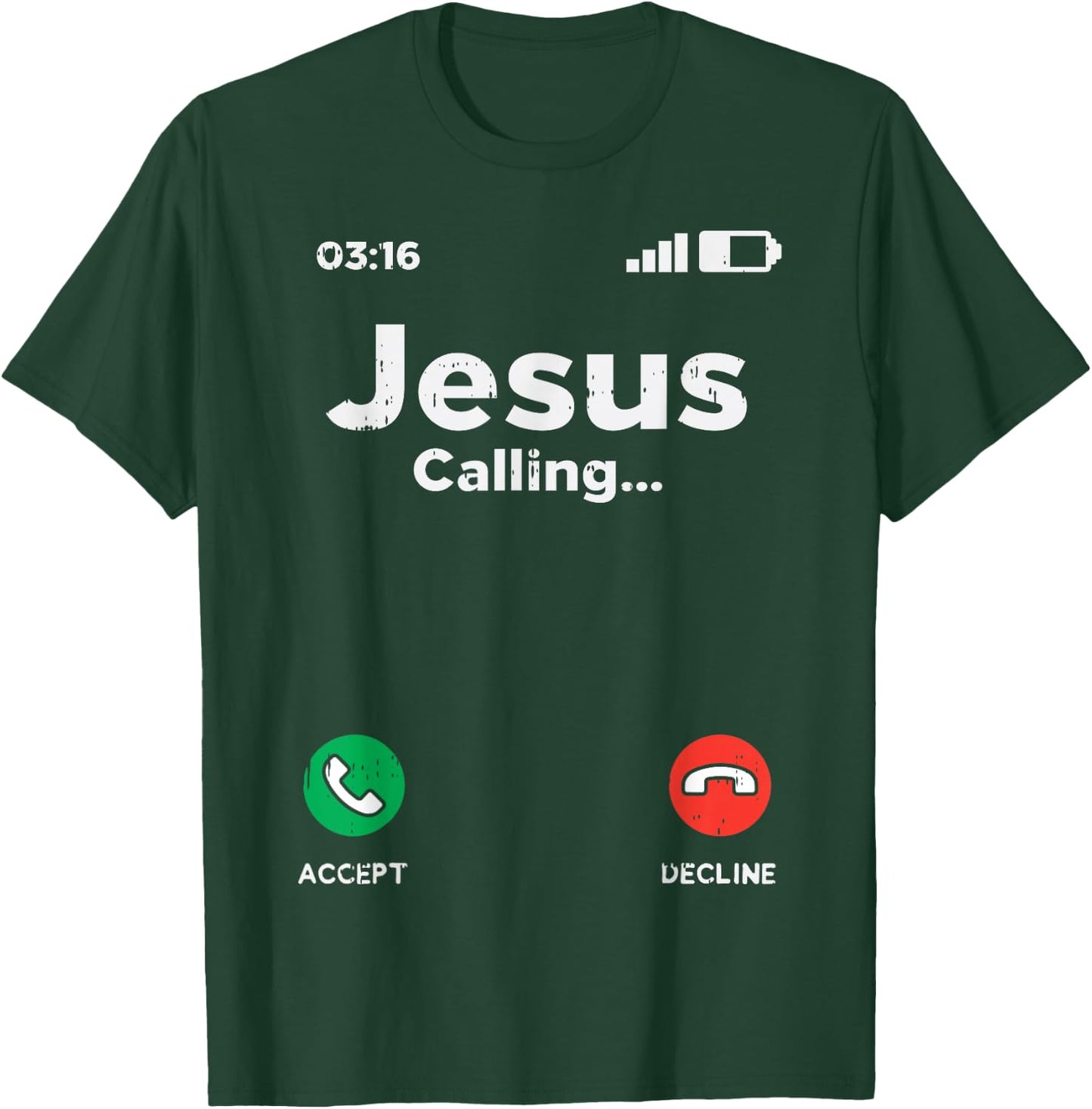 Jesus Calling God Christ Faith Religious Christian Gift T-Shirt - T-Shirt | Forest