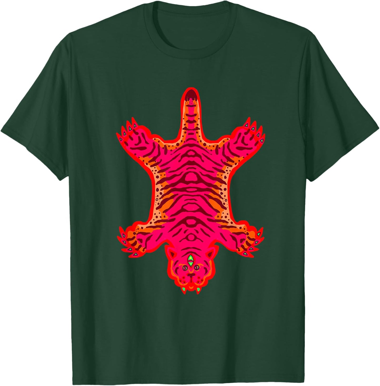 Colorful Mystical Tiger Rug Illustration T-Shirt - T-Shirt | Forest