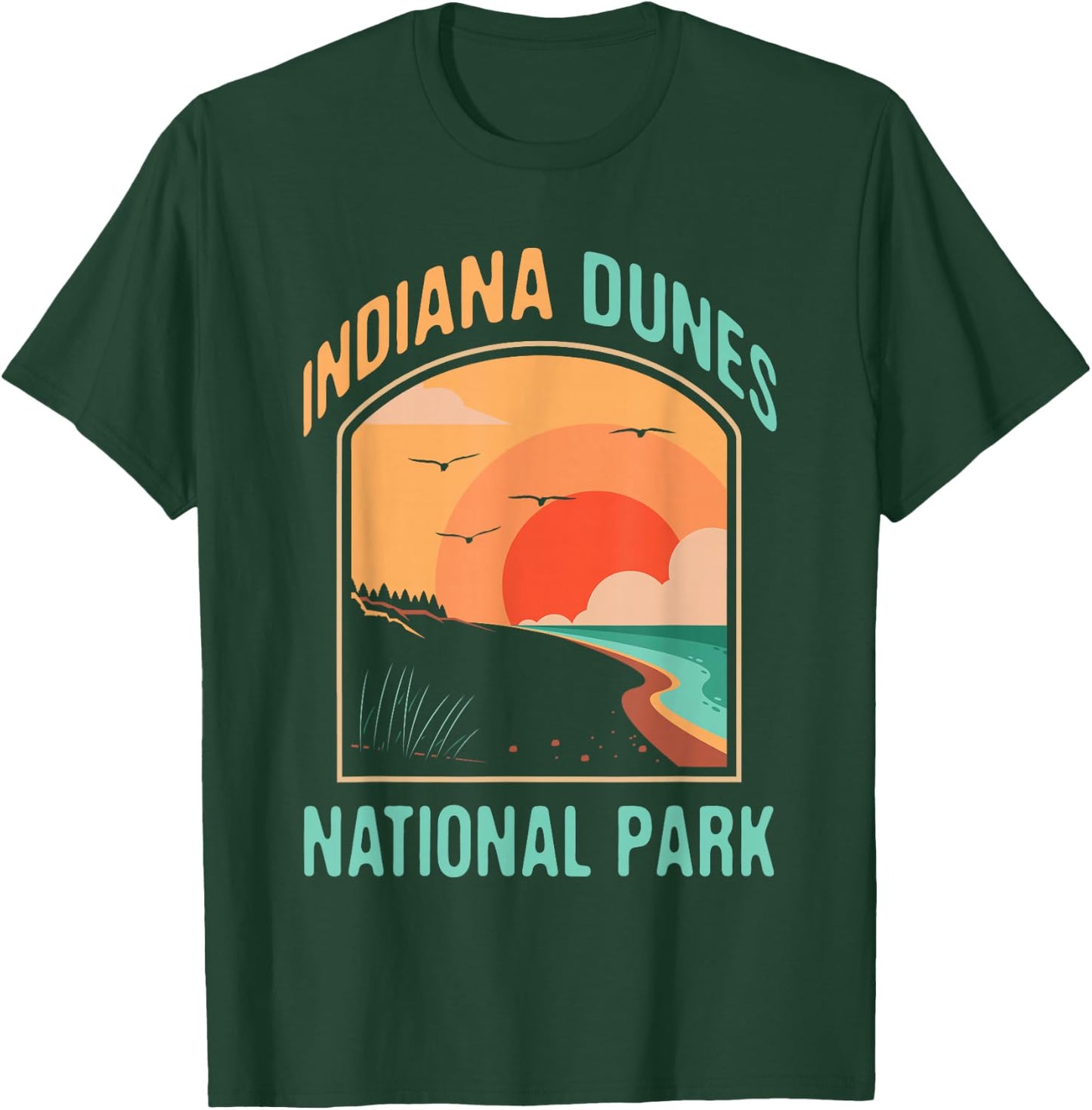 Indiana Dunes Souvenirs&Gifts Indiana Dunes National Park US Gift - Black, -Adults, Short Sleeve, , Small T-Shirt - T-Shirt | Forest