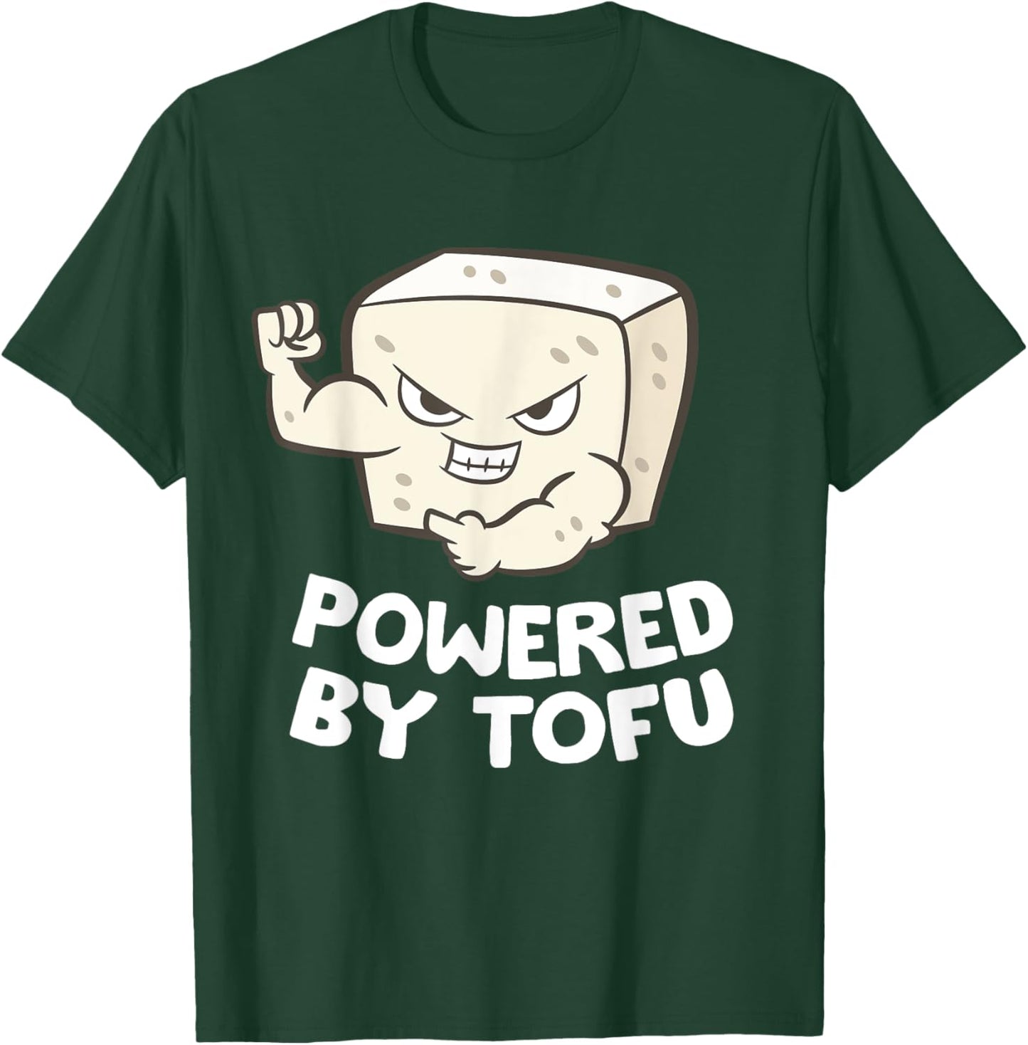 Funny Tofu Gifts For Tofu Lovers Powered By Tofu T-Shirt - T-Shirt | Forest