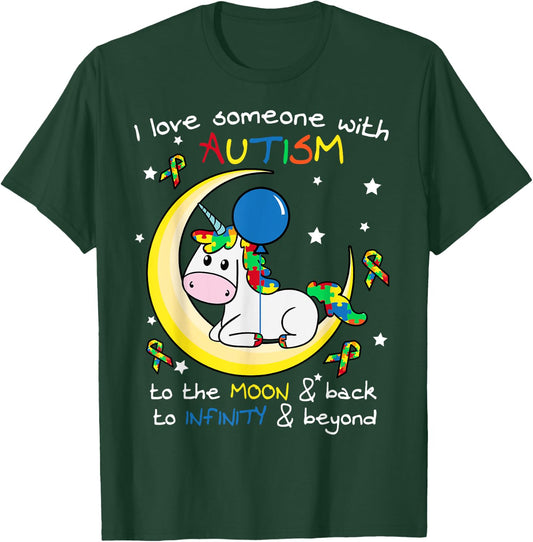 Unicorn Puzzle Moon Star Inspirational Autism Awareness Gift T-Shirt - T-Shirt | Forest