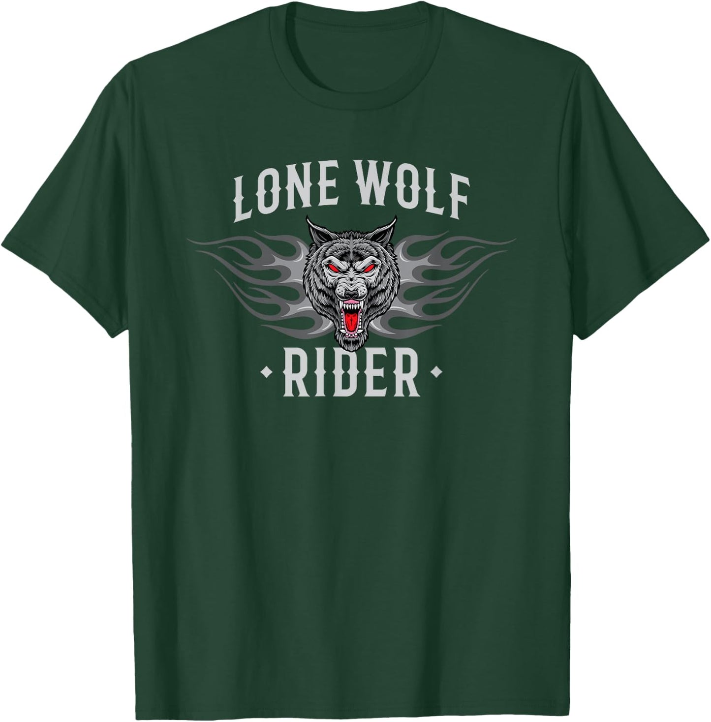 Lone Wolf Rider - Motorcycle Chopper Biker Motorbike T-Shirt - T-Shirt | Forest
