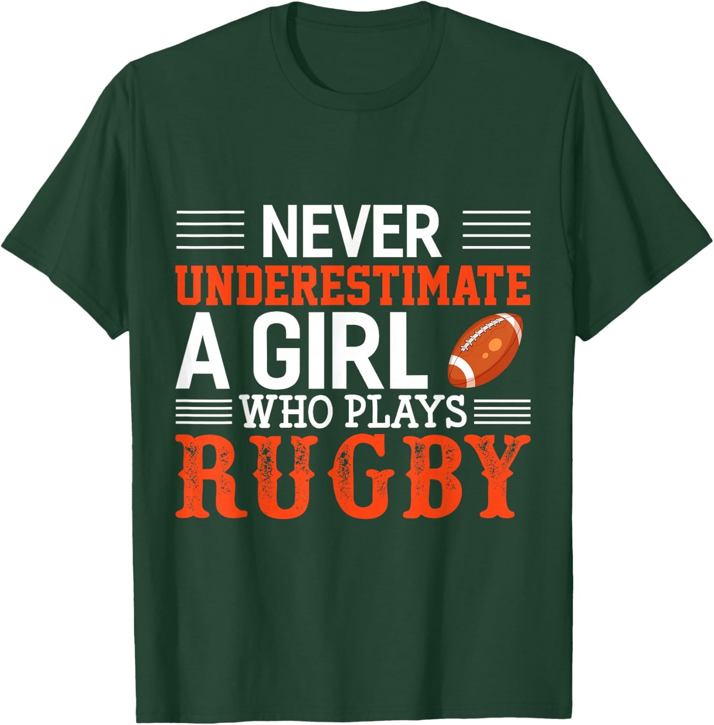 Funny Rugby Never Underestimate A Girl Who Plays Rugby T-Shirt - T-Shirt | Forest