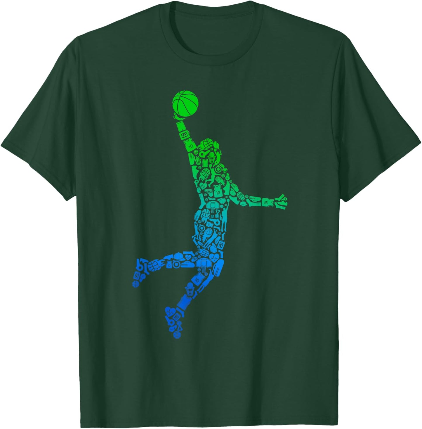 Basketball Player Dunking Symbols Boys Kids Men Basketball T-Shirt - T-Shirt | Forest