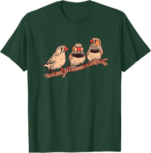 Three Zebra Finches On A Branch Pet Birds Zebra Finch T-Shirt - T-Shirt | Forest