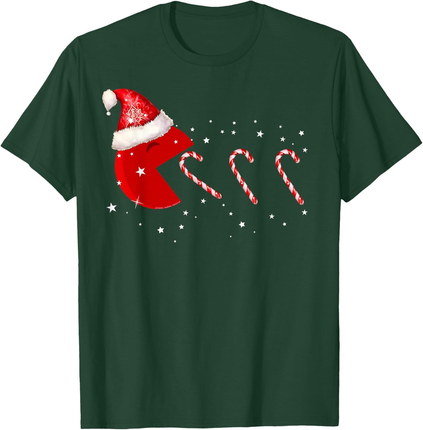 Funny Christmas Santa Hat Eating Candy Canes Christmas T-Shirt - T-Shirt | Forest