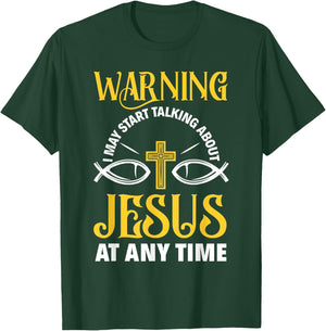 Warning I May Start Talking About Jesus Funny Pastor T-Shirt - T-Shirt | Forest