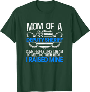 Proud Deputy Sheriff Mom Law Enforcement Thin Blue Line T-Shirt - T-Shirt | Forest