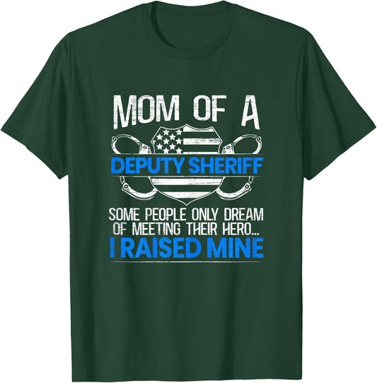 Proud Deputy Sheriff Mom Law Enforcement Thin Blue Line T-Shirt - T-Shirt | Forest
