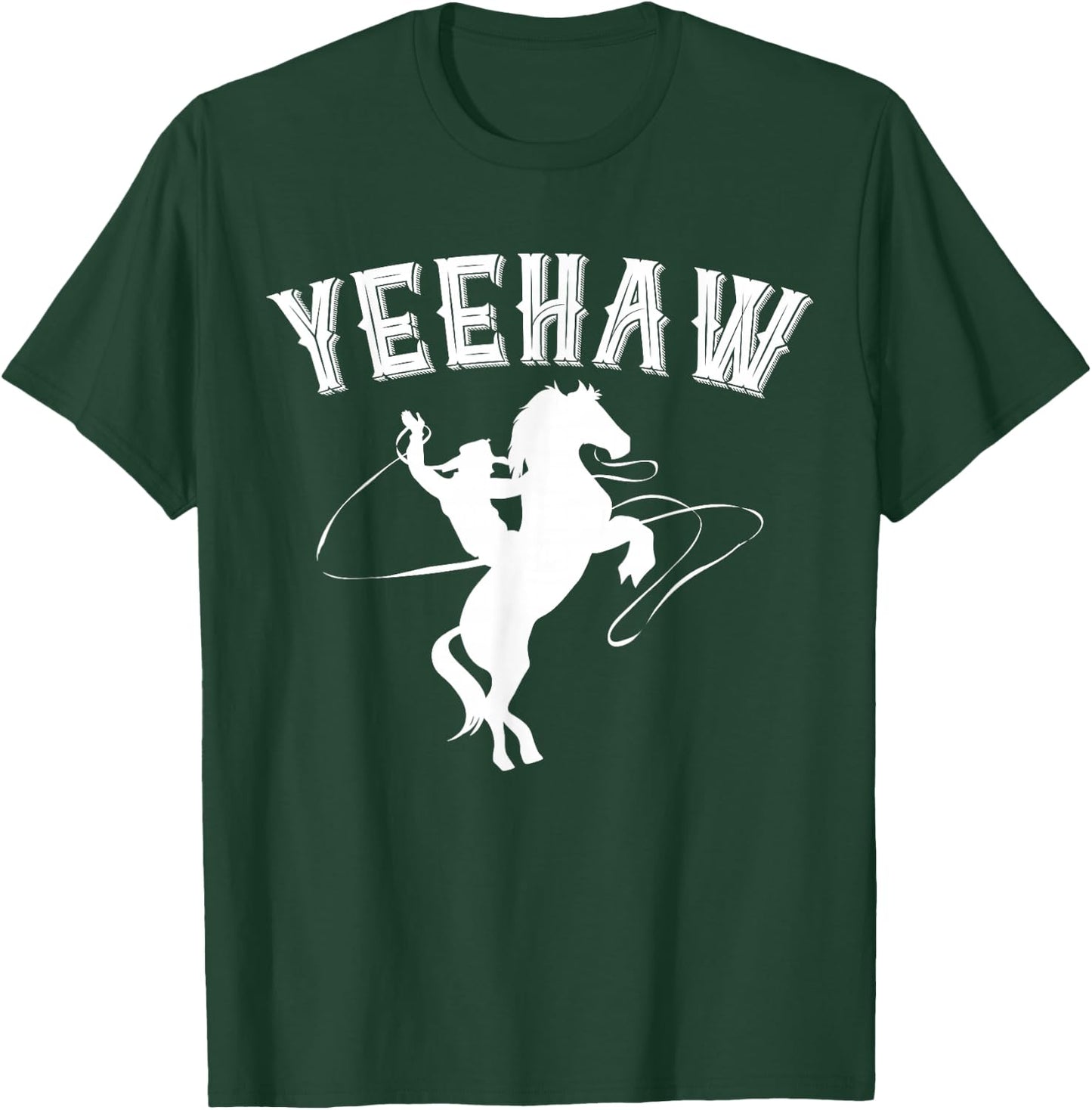 Yeehaw Bull Riding Western Rodeo Gift Cowboy T-Shirt - T-Shirt | Forest
