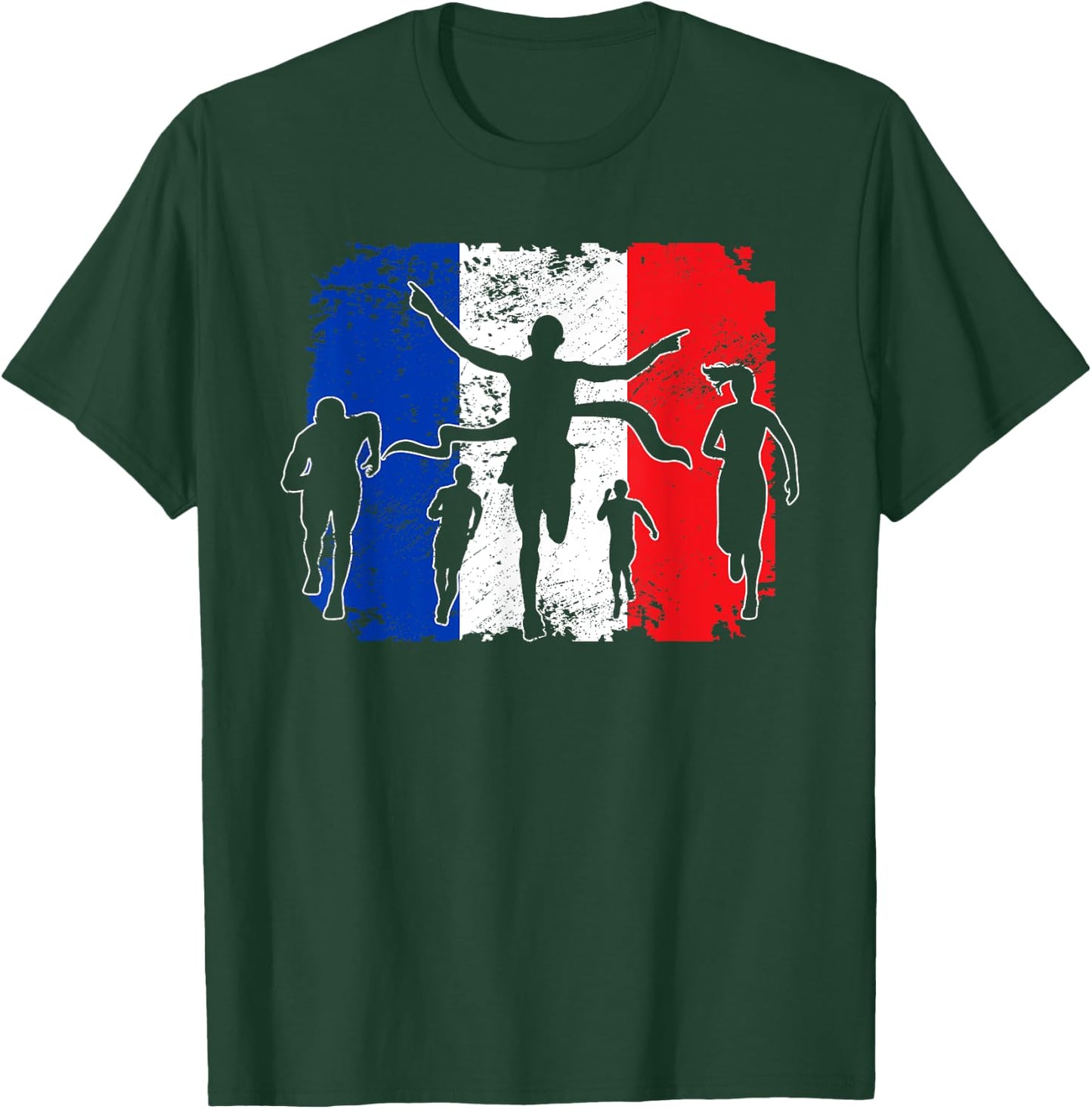 French Flag France Running Marathon Runners T-Shirt - T-Shirt | Forest